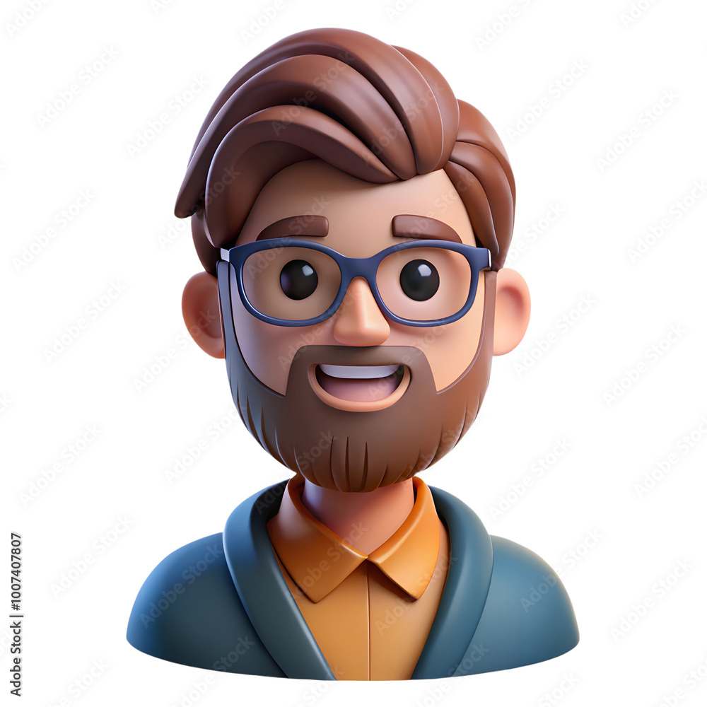 3D Cartoon Character of Bearded Man with Glasses and Casual Outfit – Playful and Friendly Avatar 3D Cartoon Character of Bearded Man with Glasses and Casual Outfit – Playful and Friendly Avatar