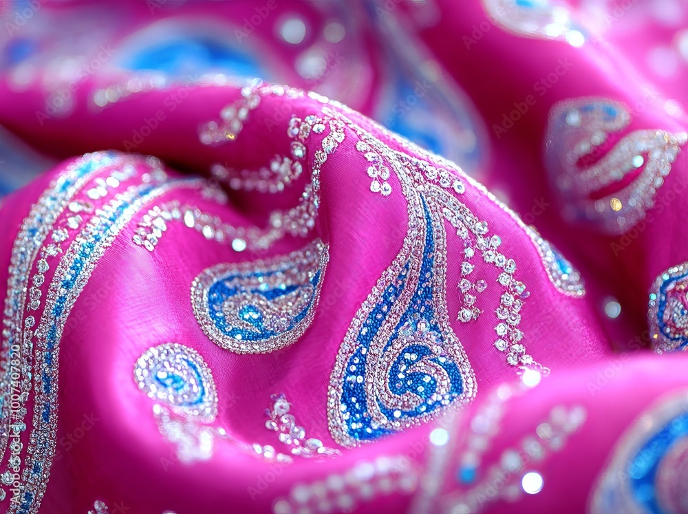 Obraz premium A sample of zardozi fabric in the New York City showroom/office of an Indian embroidery company.