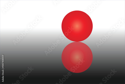 Abstract vector illustration of red sphere, a geometric round ball figure with reflection on surface, glossy realistic model