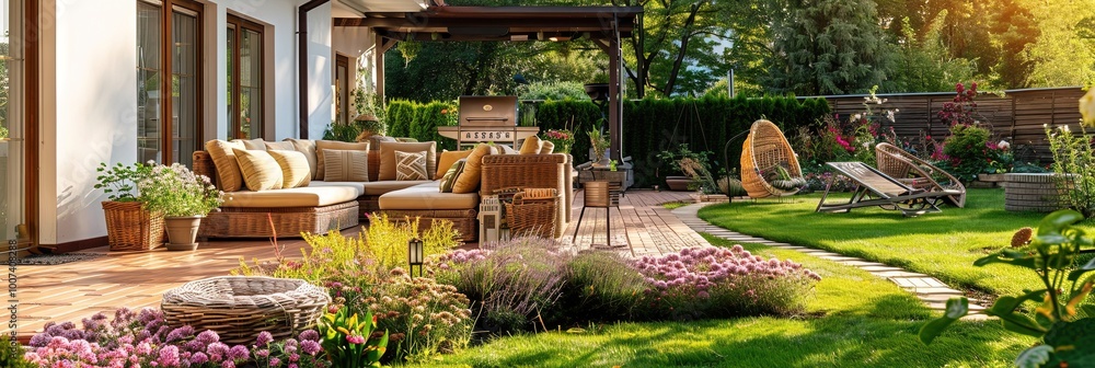 backyard with patio furniture backyard with patio furniture