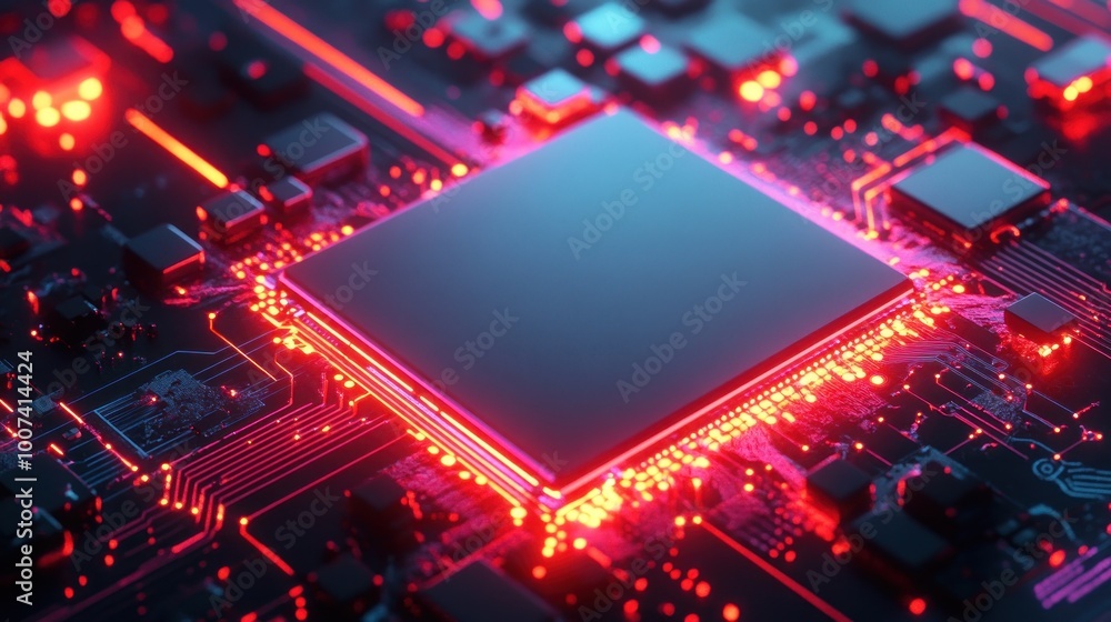 CPU Chip with Neon Lights CPU Chip with Neon Lights