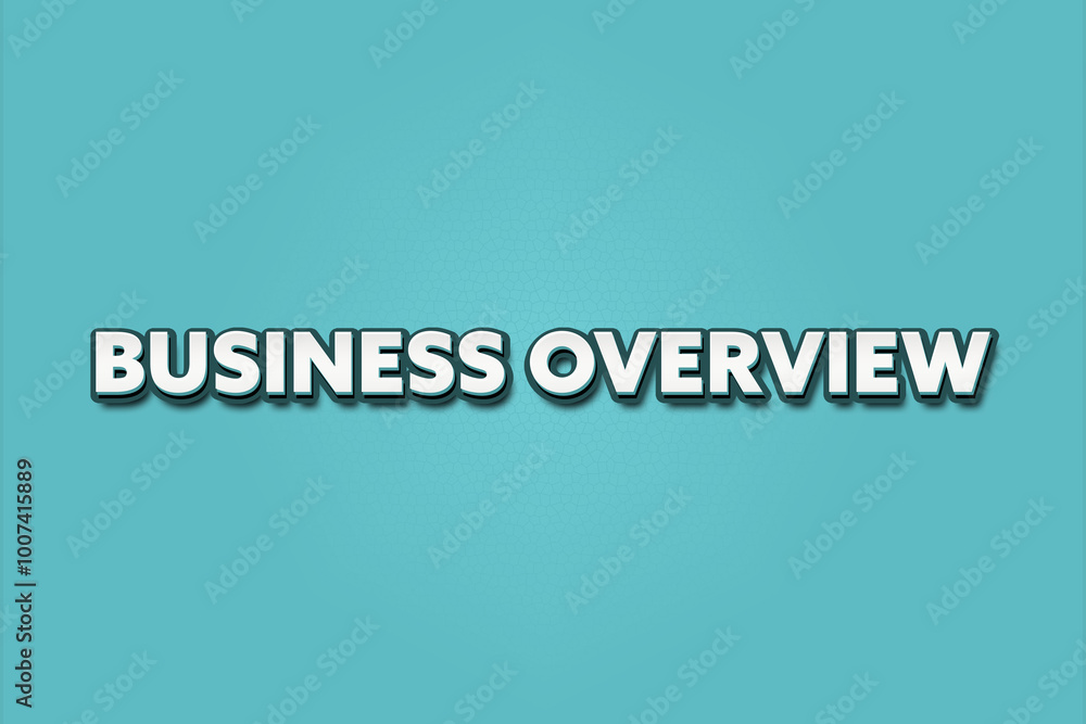 Business Overview.. A Illustration with white text isolated on light green background. Business Overview.. A Illustration with white text isolated on light green background.