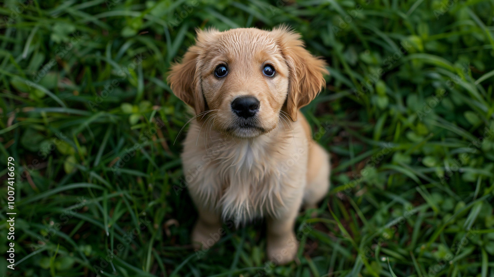 adorable-golden-retriever-puppy-sitting-grass adorable-golden-retriever-puppy-sitting-grass