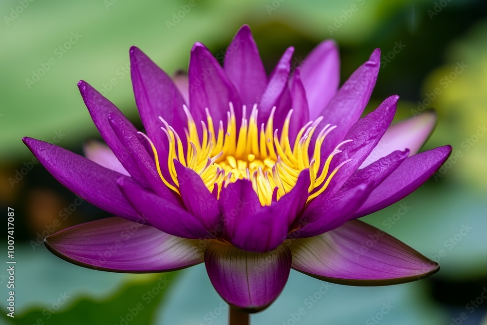 A beautiful purple flower with yellow centers A beautiful purple flower with yellow centers