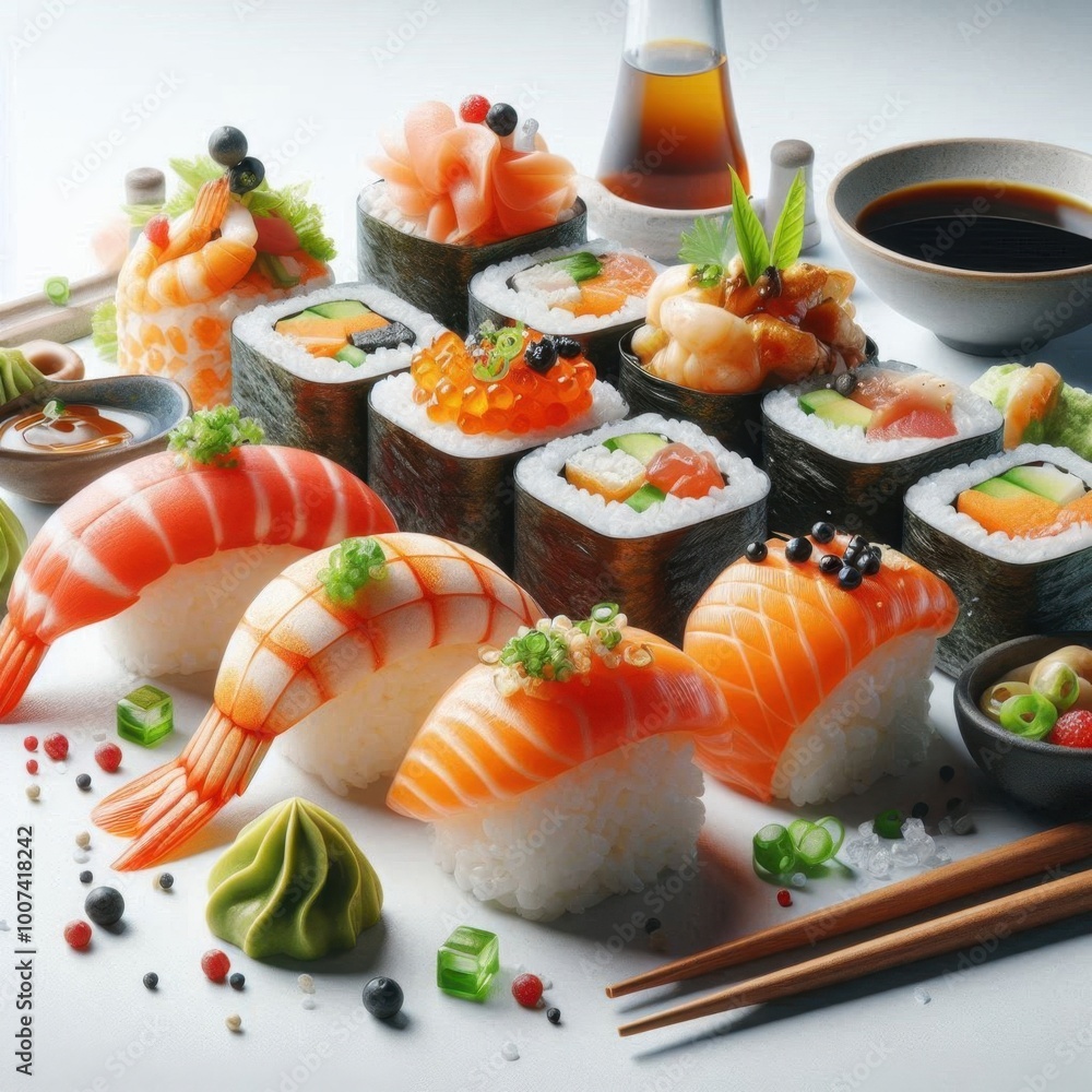 Sushi on white background Sushi on white background