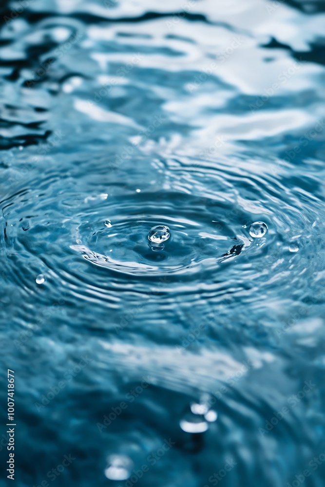 Water drop ripples abstract background, blue water, fresh Water drop ripples abstract background, blue water, fresh