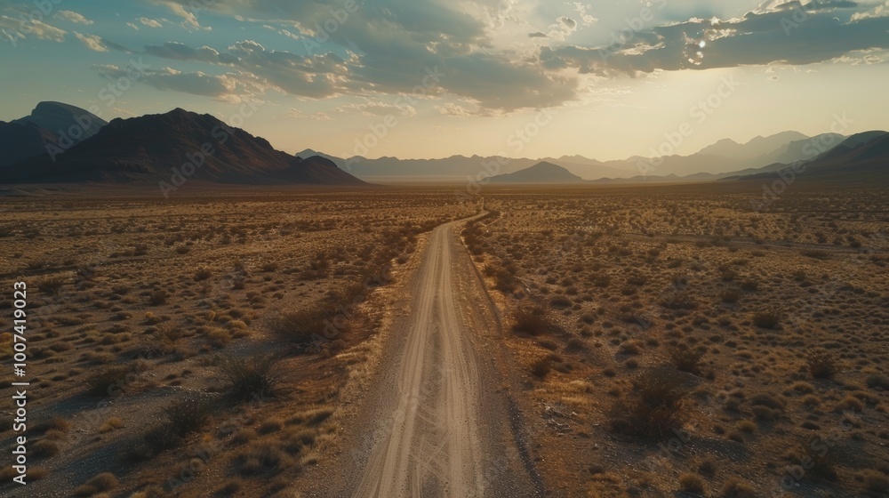 Serpentine road meandering through a barren desert landscape under a clear blue sky Serpentine road meandering through a barren desert landscape under a clear blue sky