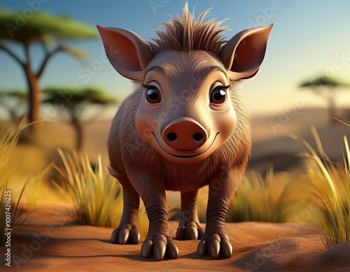 Cute Cartoon Warthog
