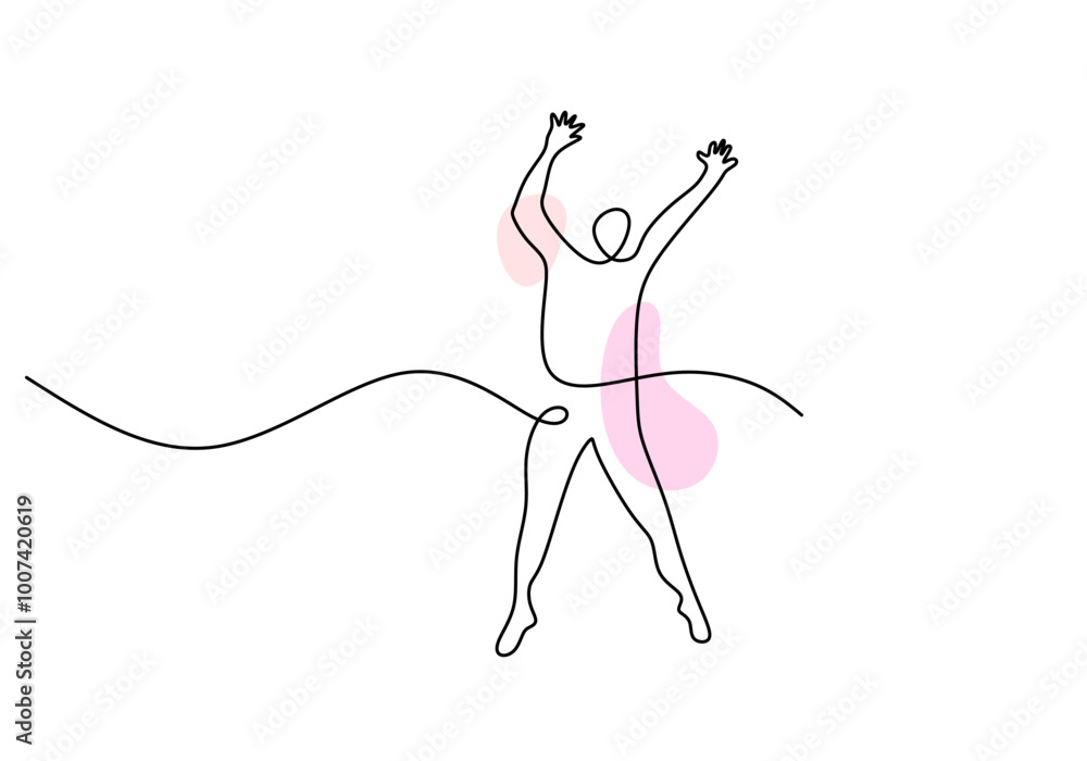 Man jumping in one line drawing. People energy concept. Simple vector illustration. Man jumping in one line drawing. People energy concept. Simple vector illustration.