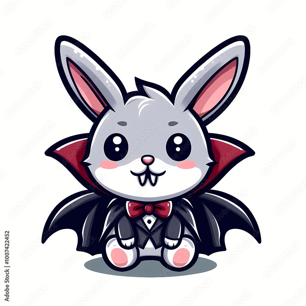 Fototapeta premium Cute Rabbit Dracula Vampire Cartoon Vector Icon Illustration