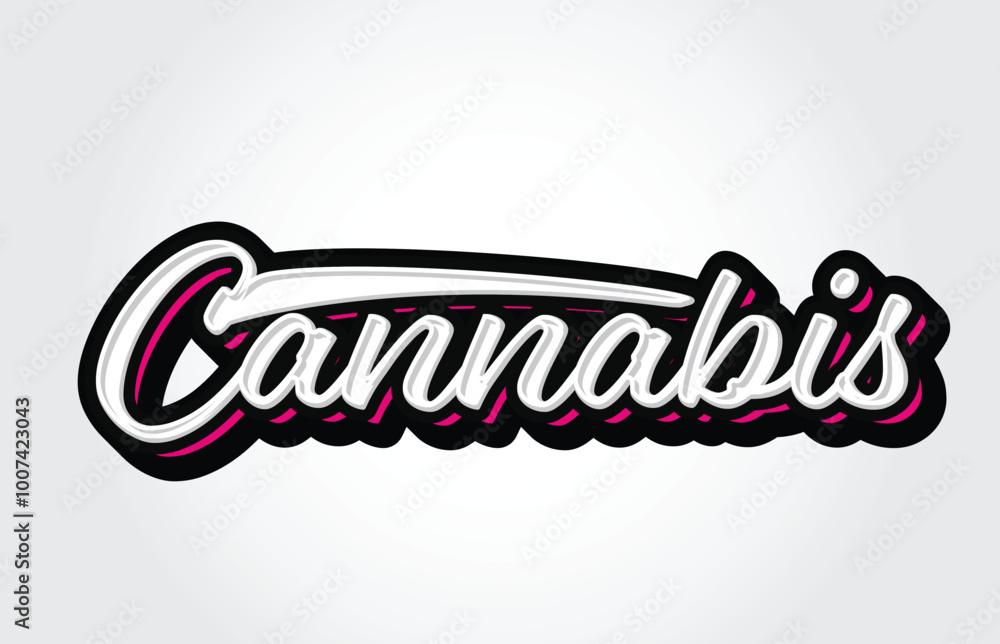 Obraz premium Cannabis Hand Lettering Art Vector Template