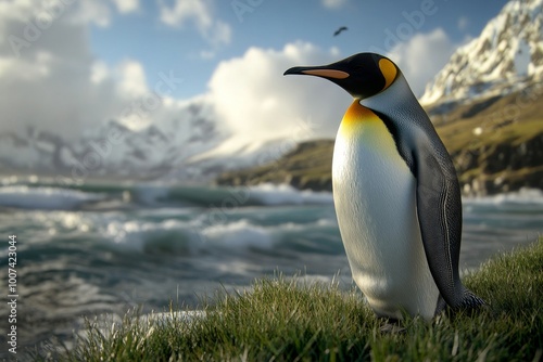 This yellow-eyed penguin (Megadyptes antipodes) lives on Moeraki, in New Zealand's South Island photo