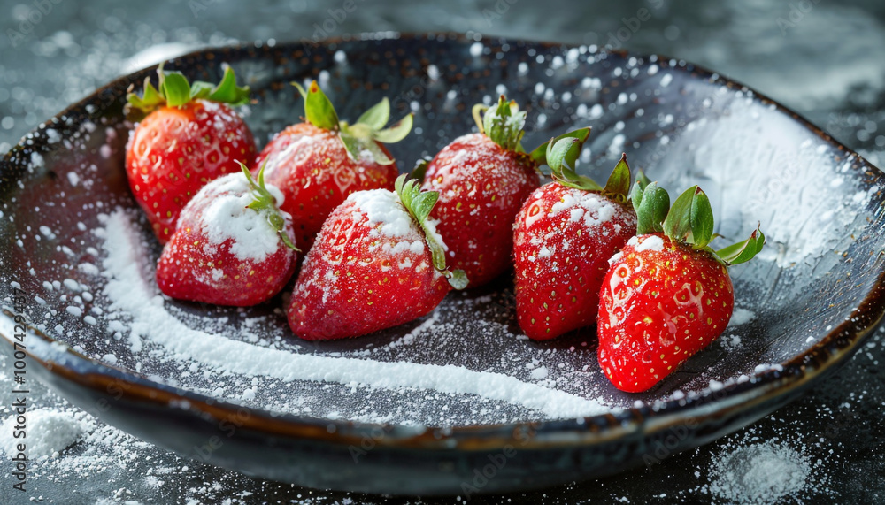 strawberries-sugar-dusting-white-blank-background strawberries-sugar-dusting-white-blank-background