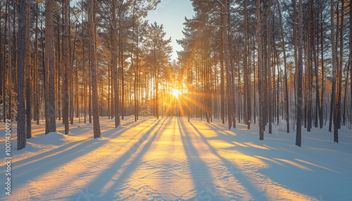 tall-pine-trees-long-shadows-golden-sunlight-view-nature-scene