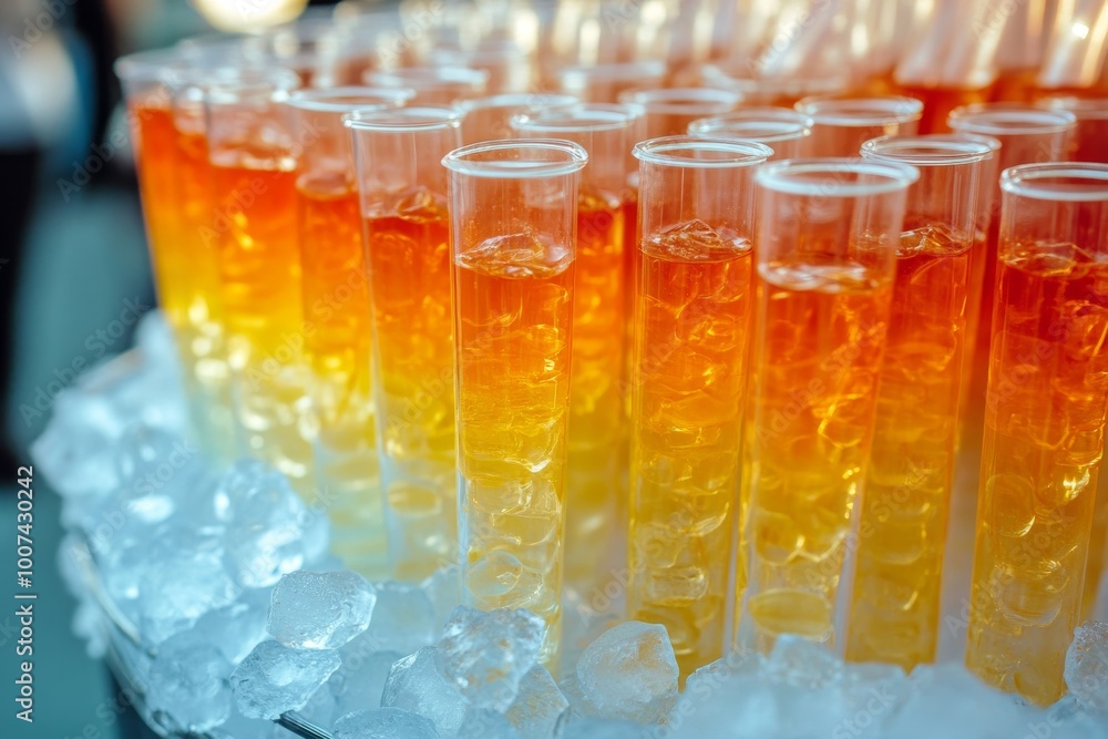 © Halina Berah - In a bucket, a lot of funny tubes for beverages are filled with crushed ice © Halina Berah - In a bucket, a lot of funny tubes for beverages are filled with crushed ice