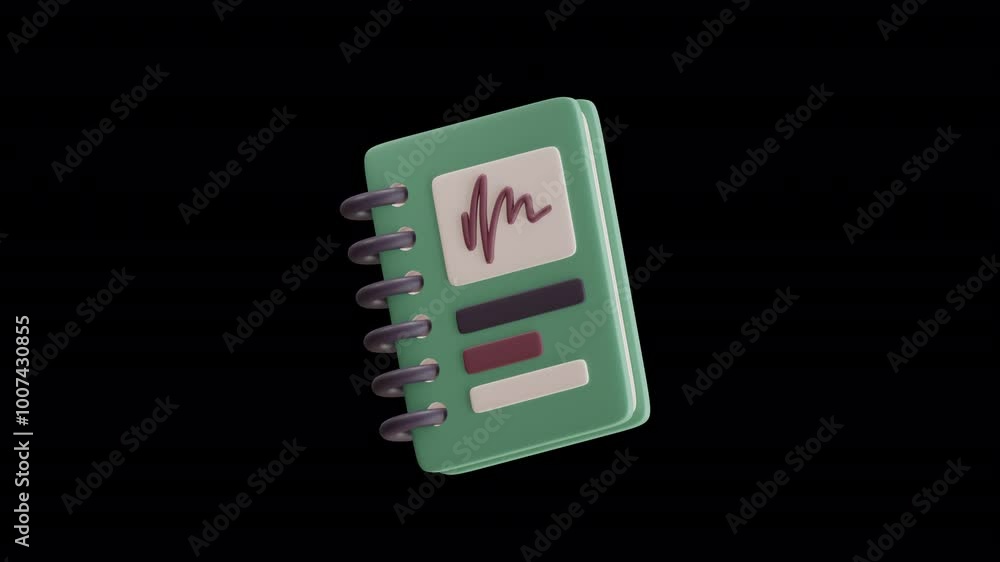 3D Green Spiral Bound Notebook Illustration 3D Icon Animation 3D Green Spiral Bound Notebook Illustration 3D Icon Animation