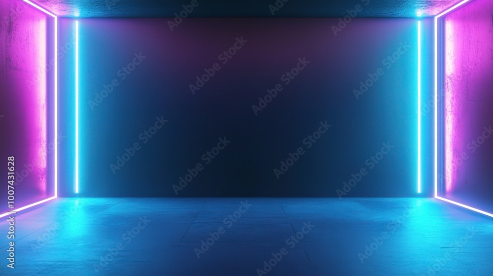 Neon Lights in a Dark Room with Futuristic Appeal Neon Lights in a Dark Room with Futuristic Appeal