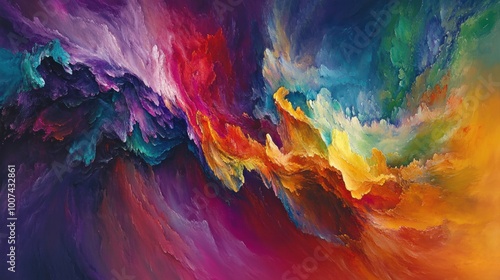 Abstract Painting with Vivid Colors and Brushstrokes