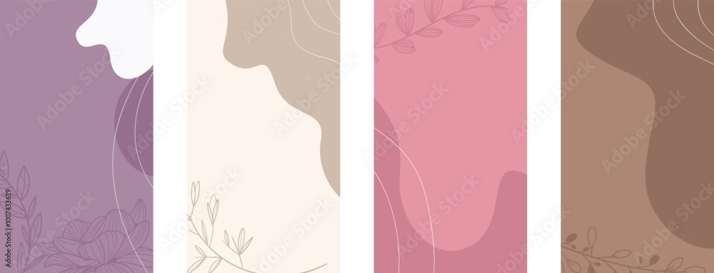 Floral background templates flowers in pastel colors. Editable vector design, frame for social media post and story, card, cover, wedding invitation, poster, mobile apps, web ads