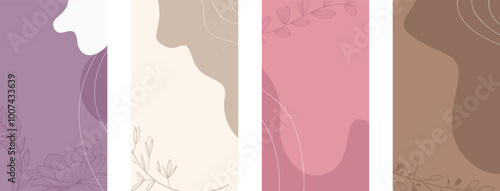 Obraz na płótnie Floral background templates flowers in pastel colors. Editable vector design, frame for social media post and story, card, cover, wedding invitation, poster, mobile apps, web ads w salonie