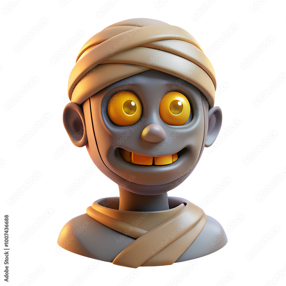 3D Cartoon Mummy Character with Glowing Eyes – Fun and Spooky Halloween Design 3D Cartoon Mummy Character with Glowing Eyes – Fun and Spooky Halloween Design