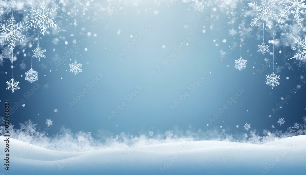 Winter snowy background with snowflakes and blue gradient for festive design Winter snowy background with snowflakes and blue gradient for festive design
