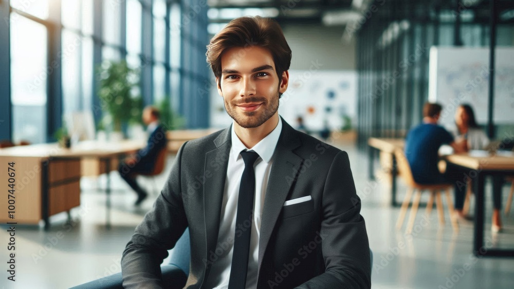 Confident Businessman in Modern Office Setting Confident Businessman in Modern Office Setting