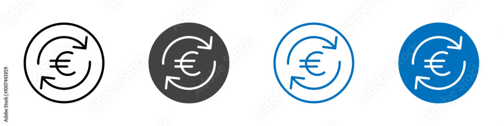 Euro refund icon Isolated on white background vector set Euro refund icon Isolated on white background vector set