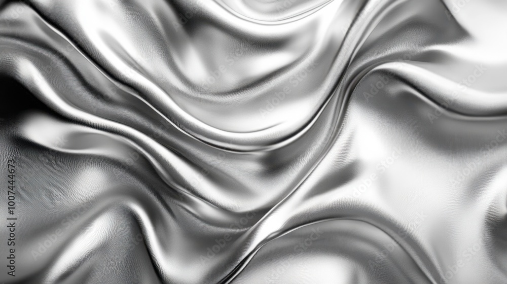 Shimmering silver fabric draping elegantly Shimmering silver fabric draping elegantly