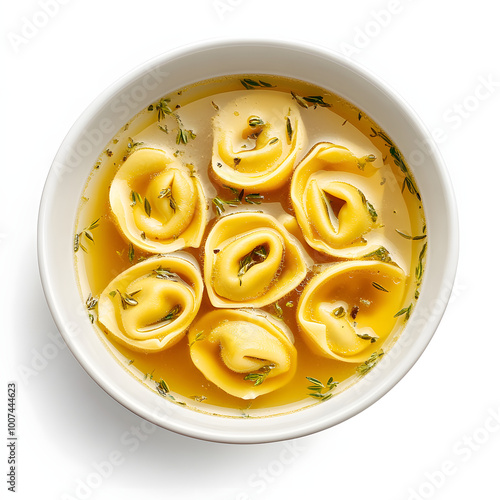 Tortellini in Brodo on a plate isolate  photo