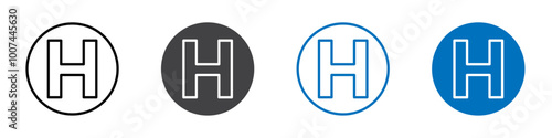 Helipad icon Isolated on white background vector set