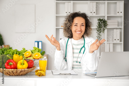 Smiling female nutritionist...