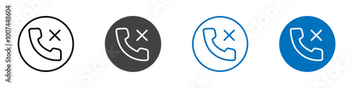 Missed call icon Isolated on white background vector set
