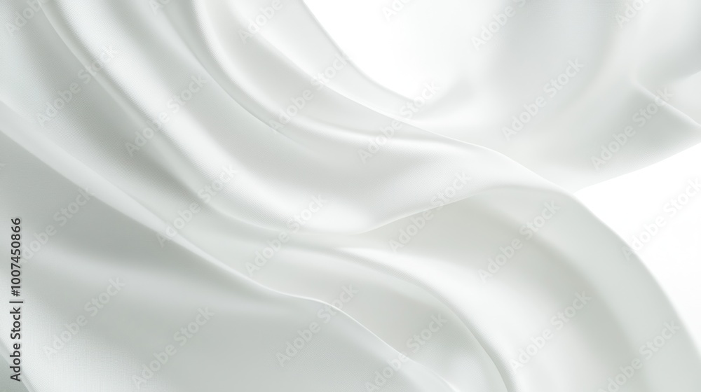 Fototapeta premium White Silk Fabric Draped and Flowing