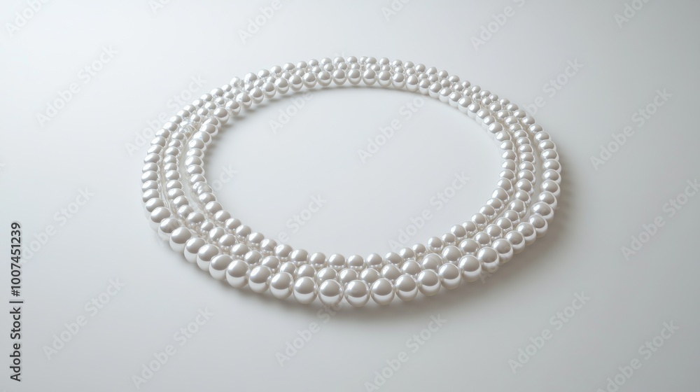A mesmerizing trail of pearls forming a perfect circular pattern on a minimalist white background, symbolizing purity and beauty A mesmerizing trail of pearls forming a perfect circular pattern on a minimalist white background, symbolizing purity and beauty