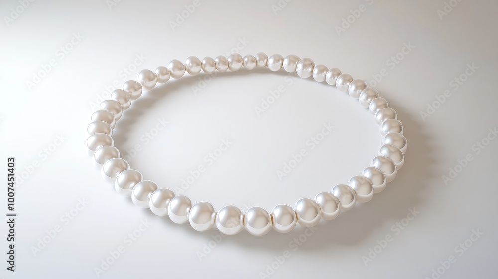 A perfect circle of pearls forming a radiant trail on a pristine white background, showcasing their subtle glow and elegance A perfect circle of pearls forming a radiant trail on a pristine white background, showcasing their subtle glow and elegance