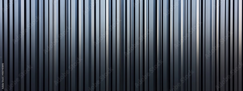 Obraz premium Corrugated black metal texture. Steel roof sheet. Siding panels for the wall. Iron building material for fence. Surface of a cargo container. 