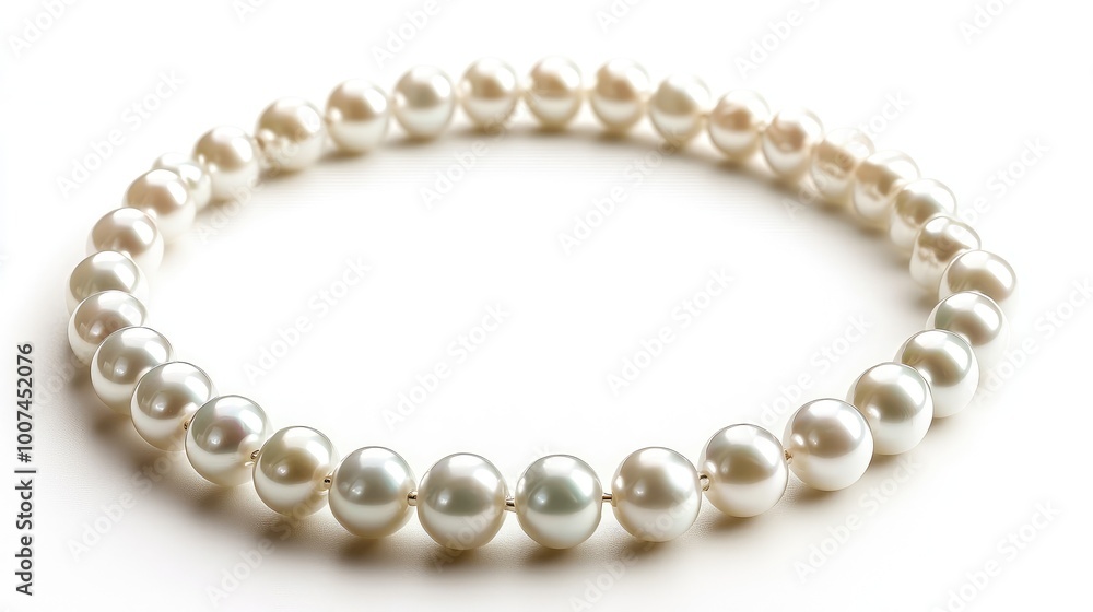 Beautiful pearls arranged in a radiant circle trail, set against a clean white background, exuding timeless beauty and sophistication Beautiful pearls arranged in a radiant circle trail, set against a clean white background, exuding timeless beauty and sophistication