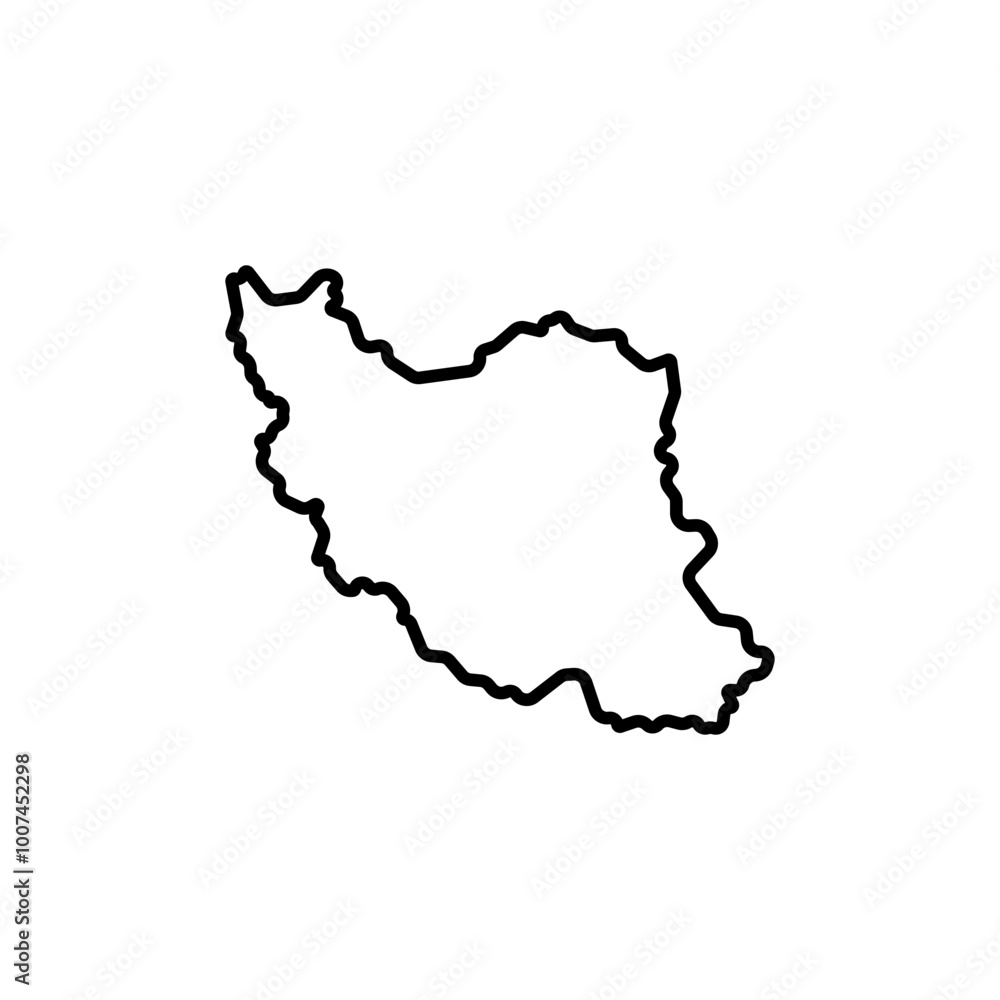 Obraz premium iran country map black line border vector icon illustration