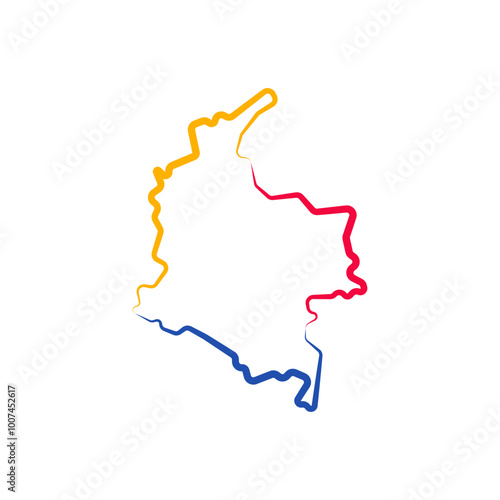 colombia country map line border vector icon illustration