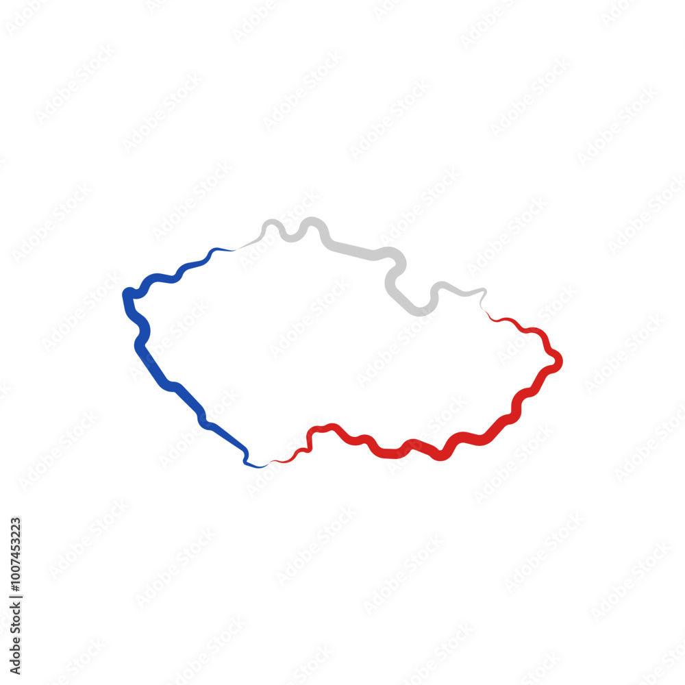 Obraz premium czech republic czechia country map line border vector icon illustration