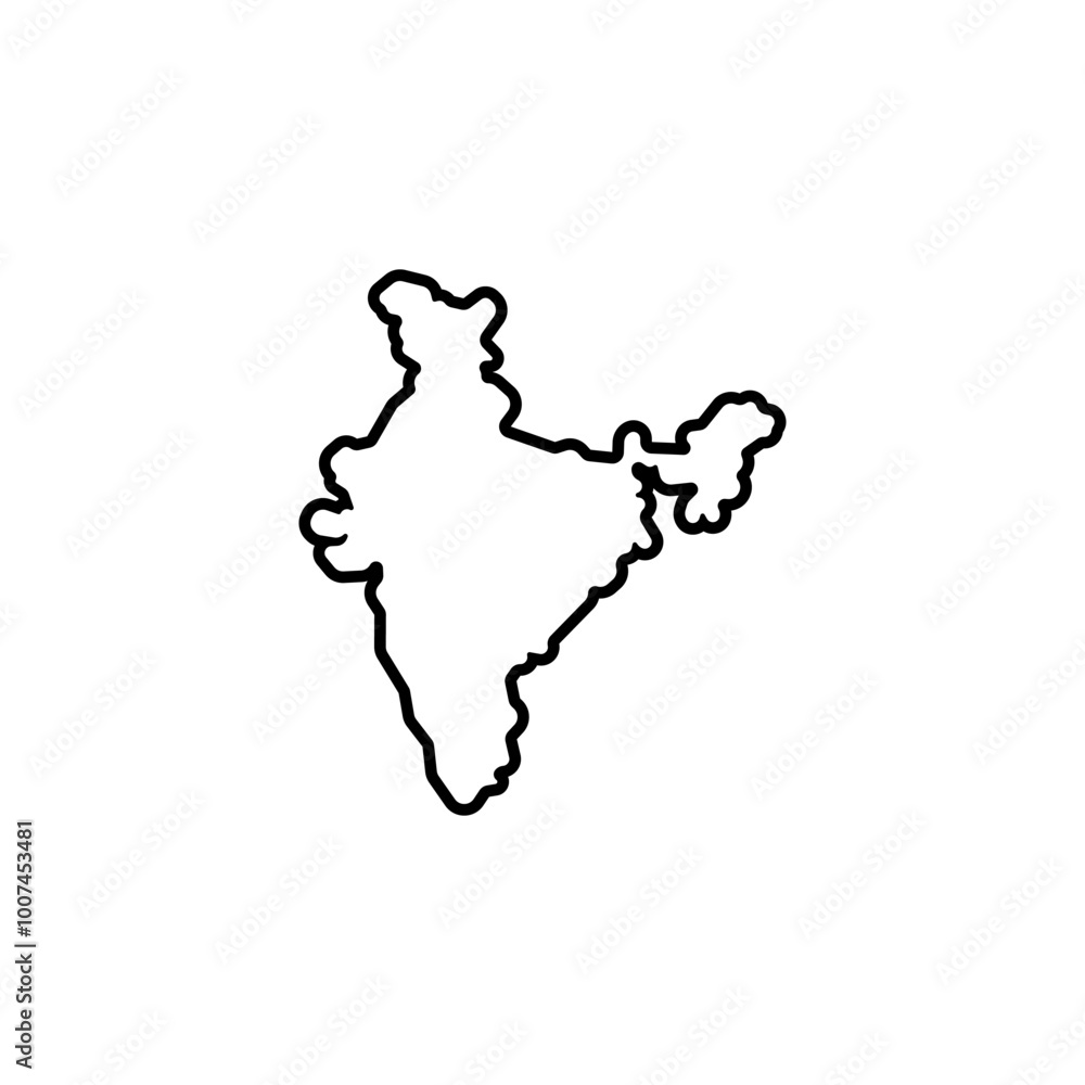 india country map black line border vector icon illustration india country map black line border vector icon illustration
