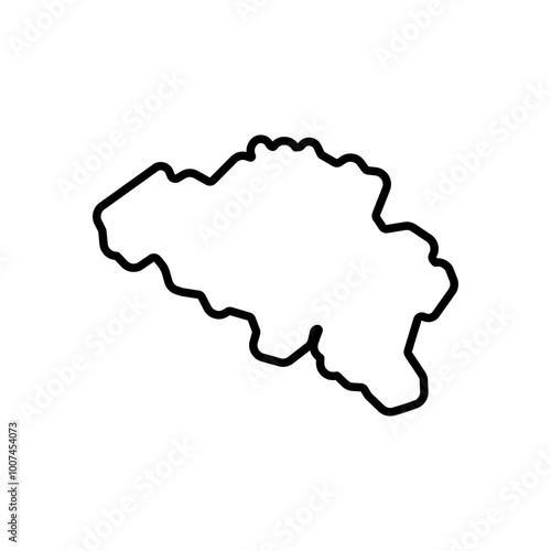 belgium country map black line border vector icon illustration