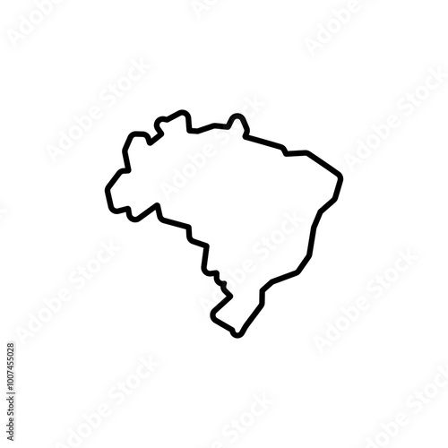 brazil country map black line border vector icon illustration