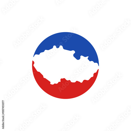 czech republic czechia country map circle border vector icon illustration