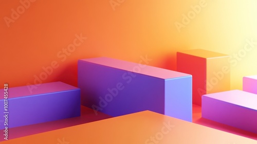 Abstract Geometric Shapes on Orange Background