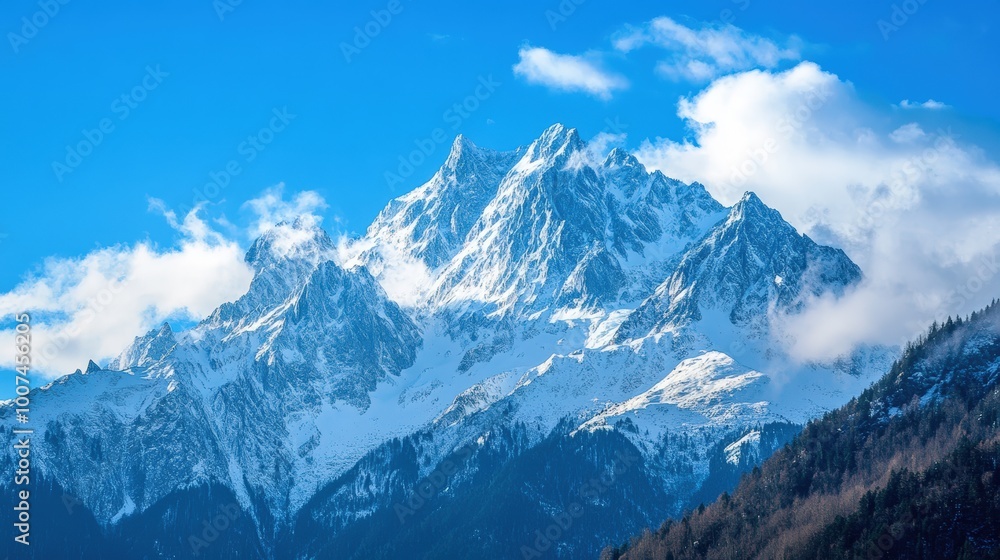 Fototapeta premium Majestic Snow-Covered Mountain View