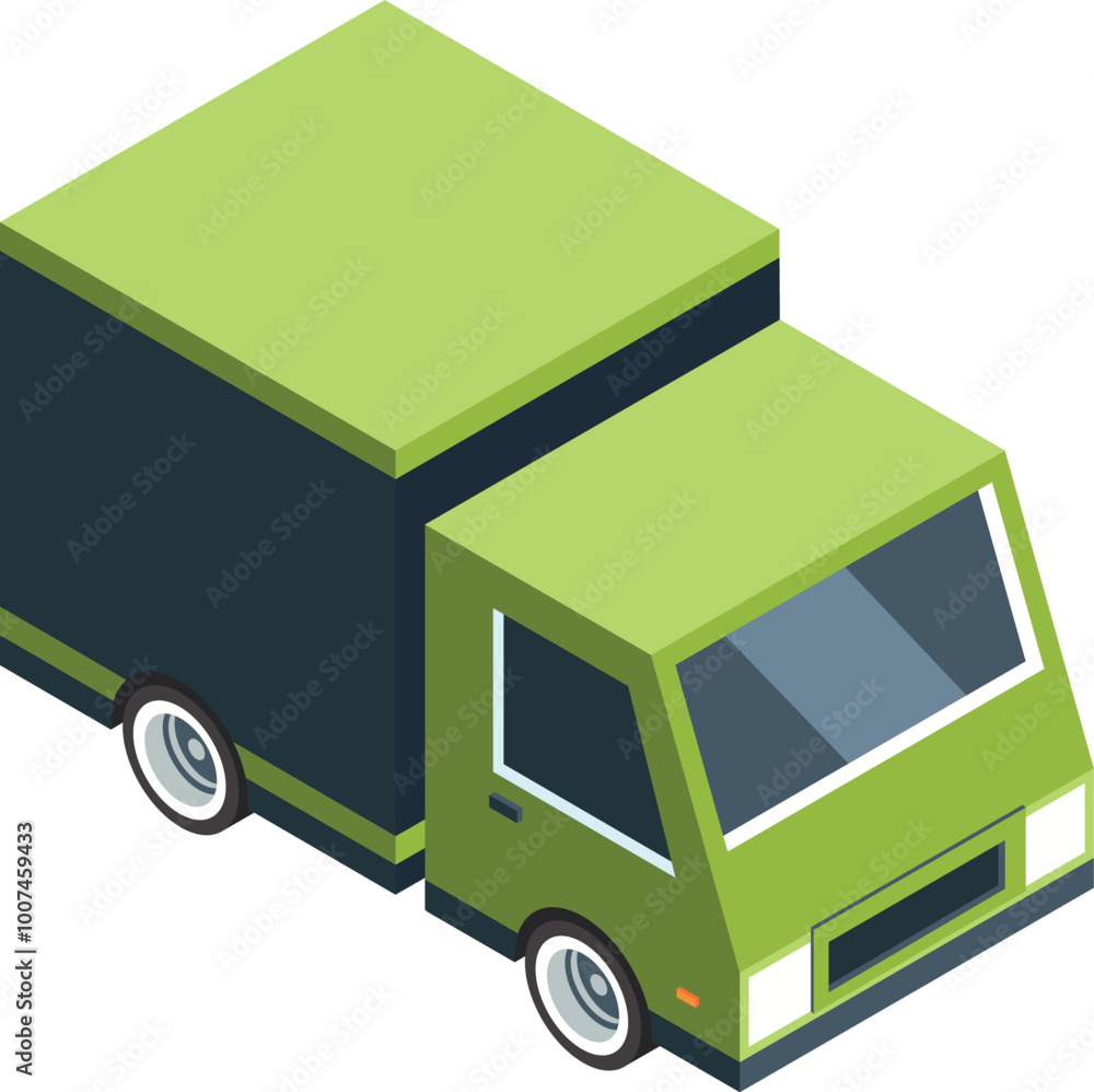 Green cargo truck. Post transport or shipping car Green cargo truck. Post transport or shipping car