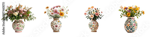 Wallpaper Mural Flower arrangements in decorative vases, white isolated background Torontodigital.ca