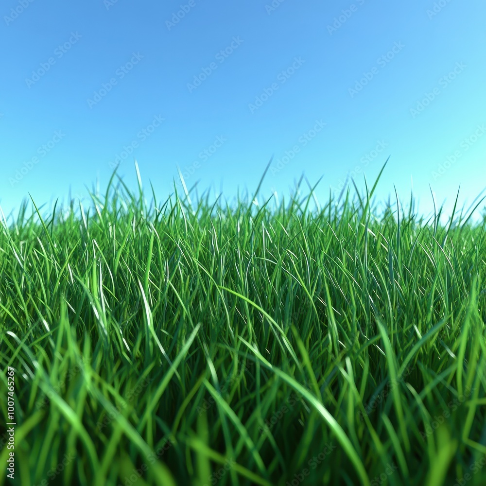 Obraz premium green grass and blue sky, nature and environment